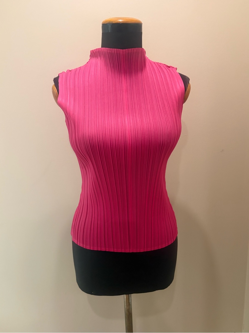 Brand new Sleeveless Pleated Mock Neck Top - Hot Pink